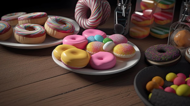 A table with donuts on it