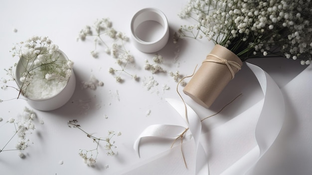 A table with flowers and a cup of coffee