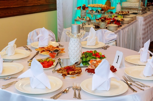 Table with food and drink