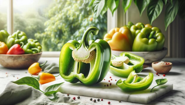 a table with fruits and vegetables including bananas pears and oranges