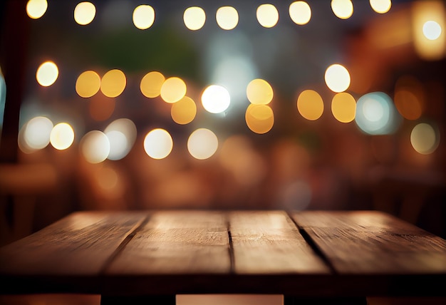 table with gold bokeh background