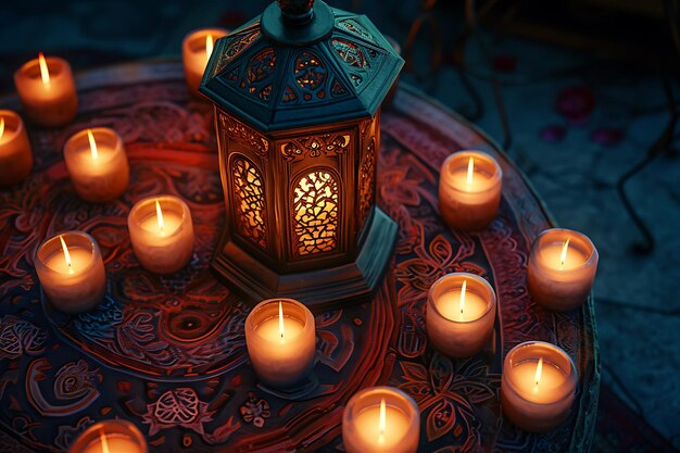 Table with a Lantern and Candle