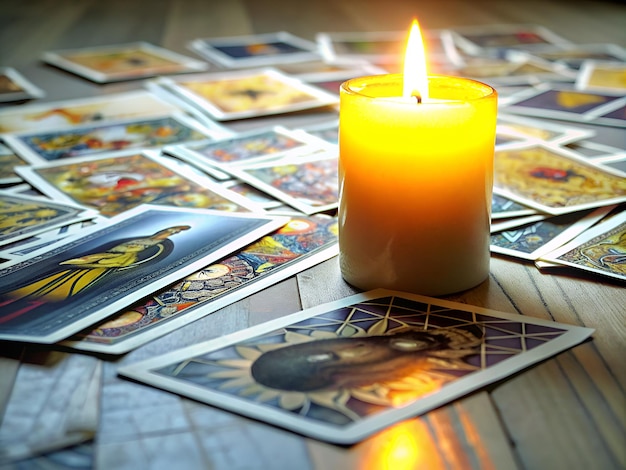 a table with a lit candle and a lit candle on it