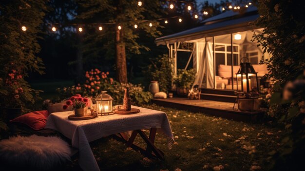 Photo table with lit candle