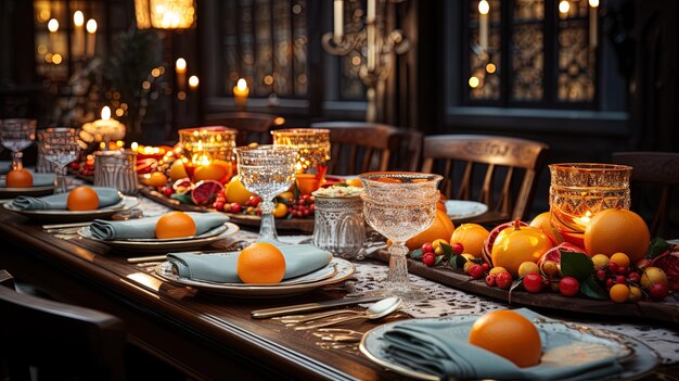 a table with oranges strawberries and oranges on it