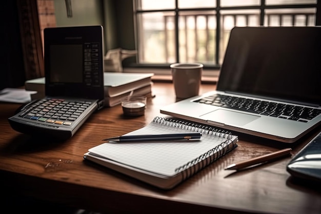 Table with papers with chart and investment graphs pens calculators