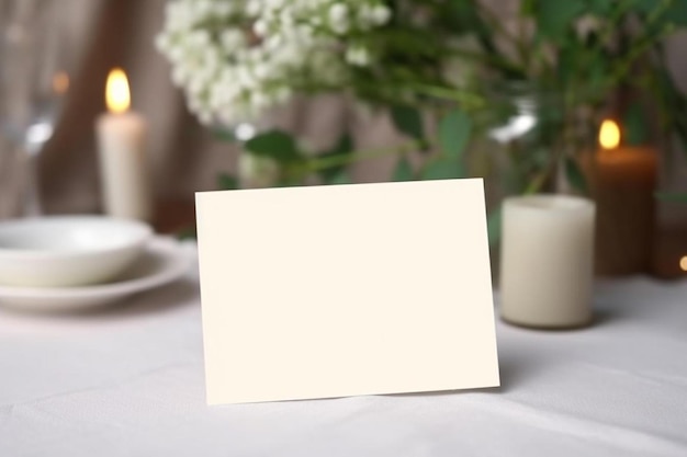 Photo a table with a place card on it