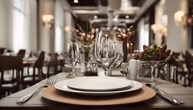 Photo a table with a place mat and a place mat with a bunch of wine glasses on it