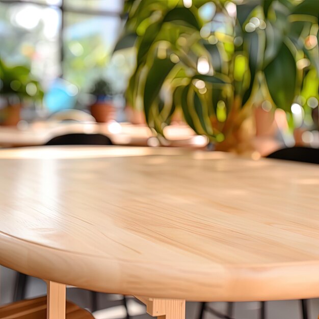 Photo a table with a plant in the background and a plant in the background