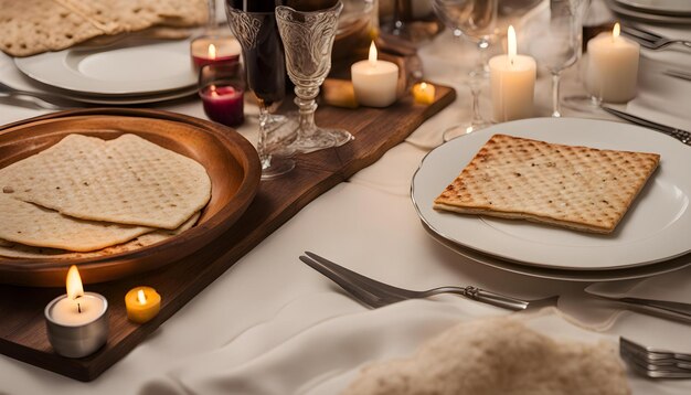 a table with a plate of crackers and a plate with crackers on it