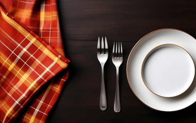 A table with a plate and a napkin