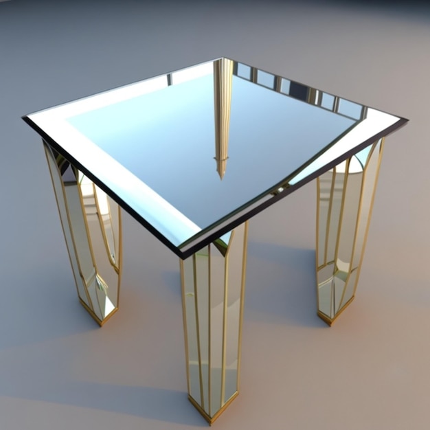 A table with a pole on it and a mirror on the top.