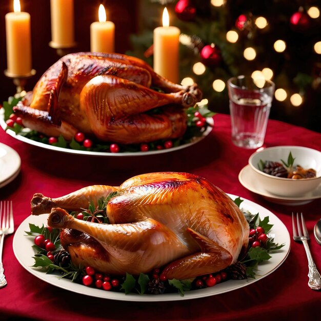 焼き鳥のテーブル 伝統的なクリスマス料理