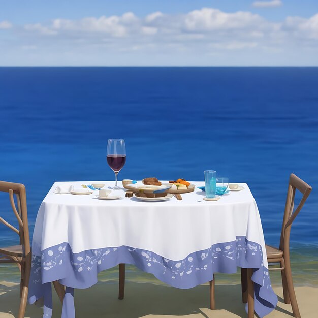 Table with the sea