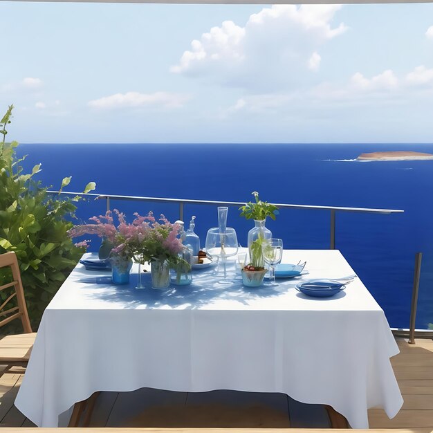 Table with the sea