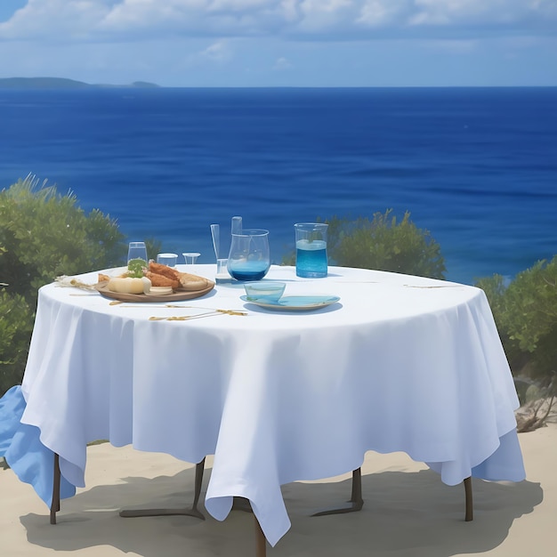 Table with the sea