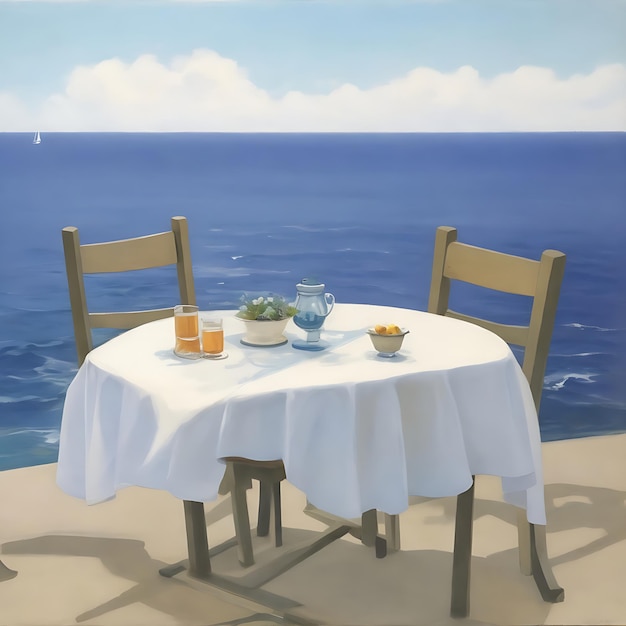 Table with the sea