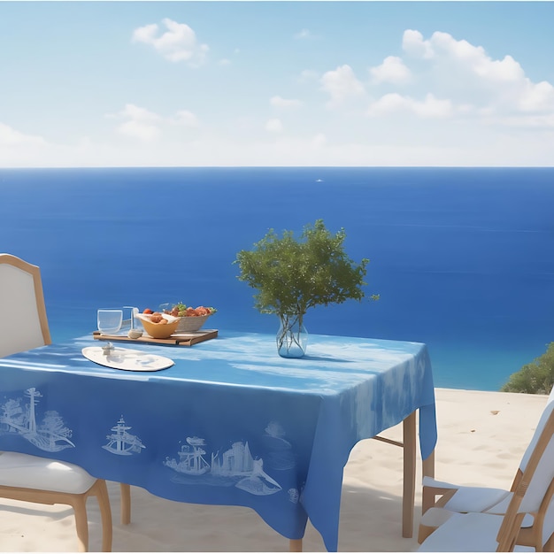 Table with the sea