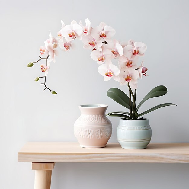 a table with vases and flowers on it