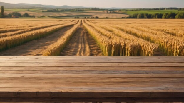 Foto tavolo con campo di grano