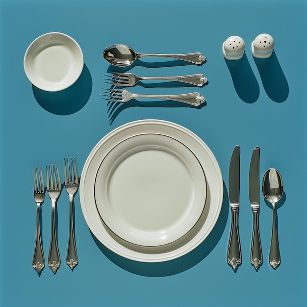 Photo a table with a white plate and cutlery on it