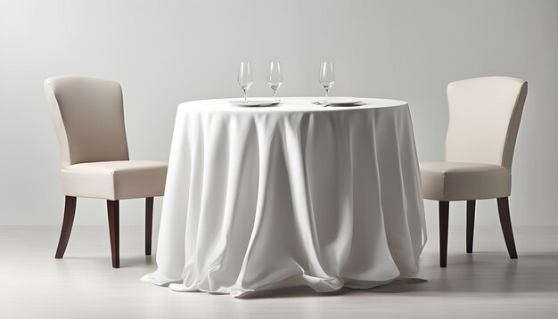 Photo a table with a white tablecloth and two wine glasses on it