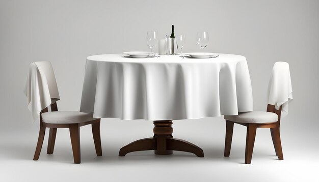 Photo a table with a white tablecloth and a white tablecloth with wine glasses on it