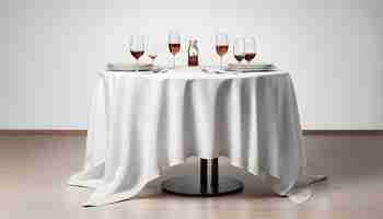 Photo a table with a white tablecloth and wine glasses on it