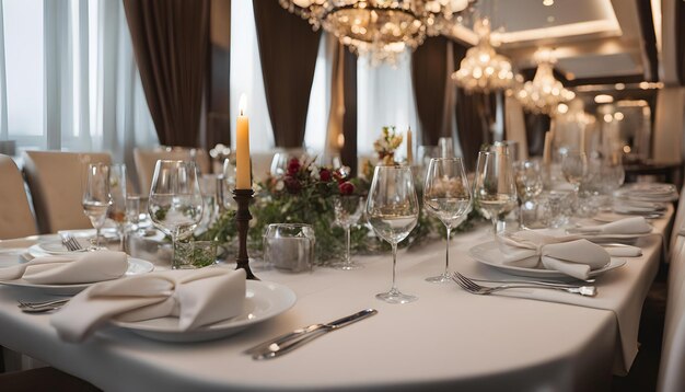 Photo a table with wine glasses and a candle on it