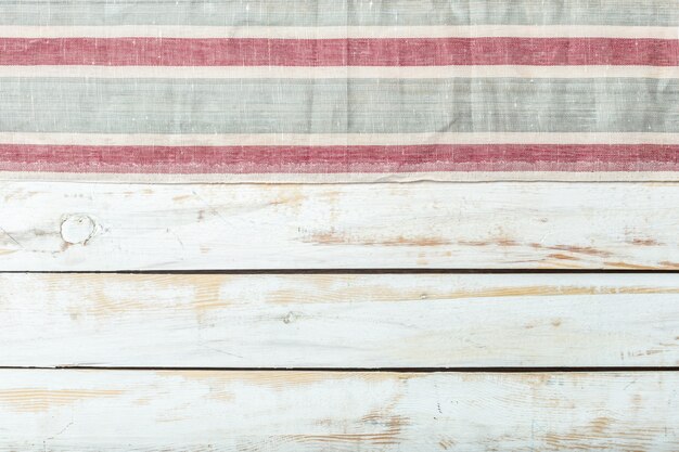 Tablecloth textile on wood