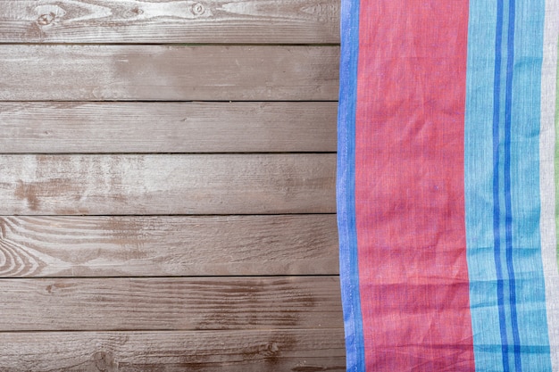 Tablecloth textile on wooden background