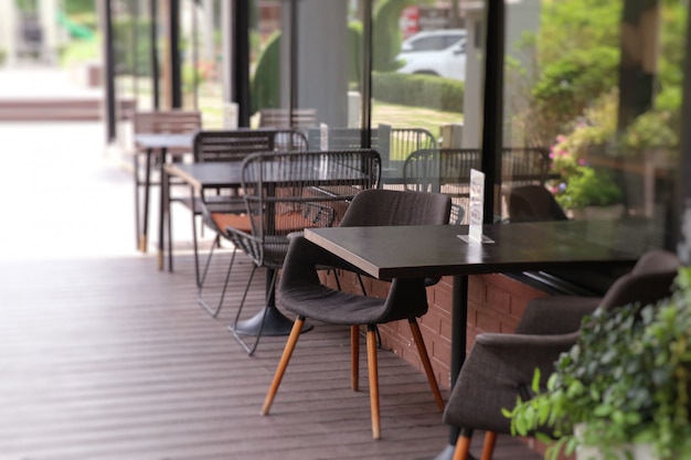 Tables and chairs in the restaurant