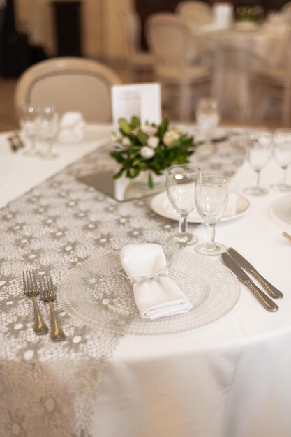 Tables set for the holiday in the restaurant