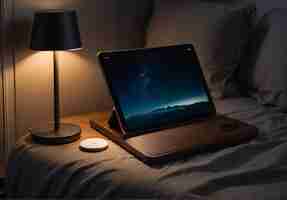 Photo a tablet in bed the perfect fusion between rest and connectivity ideal for any lifestyle