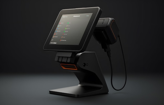 Tablet cash register on a black background