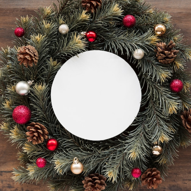 Tablet between Christmas wreath