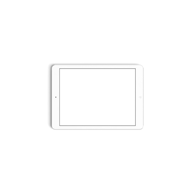 Photo tablet empty display with blank screen isolated on background for ads gold front