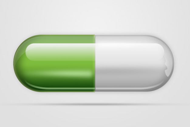 A tablet in  formcapsules of green color,a light 