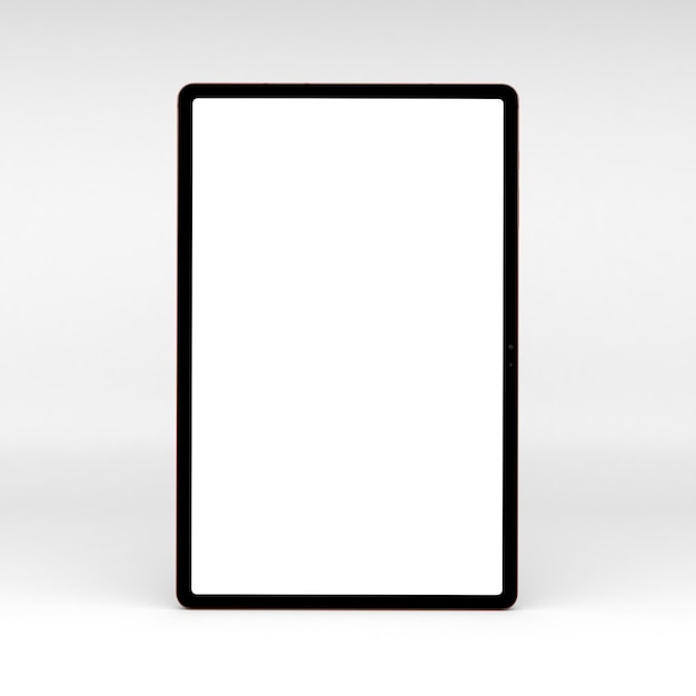 흰색 배경에 고립 된 태블릿 전면