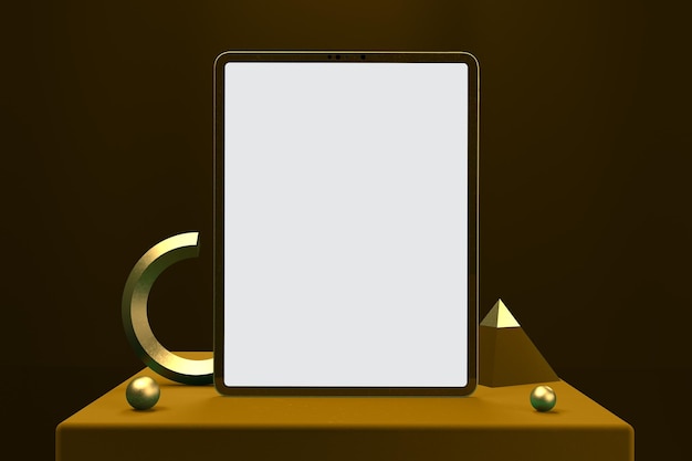 Tablet and Gold Bars Front Side