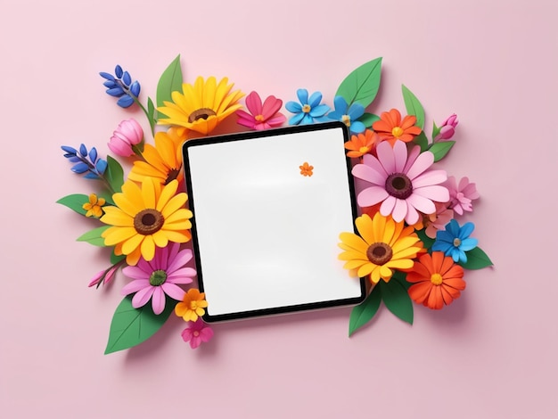 Photo tablet inspiration with flowers on the side