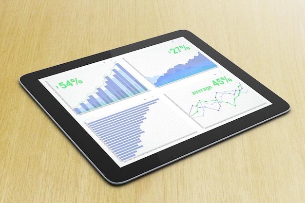 Tablet met bedrijfsdiagram