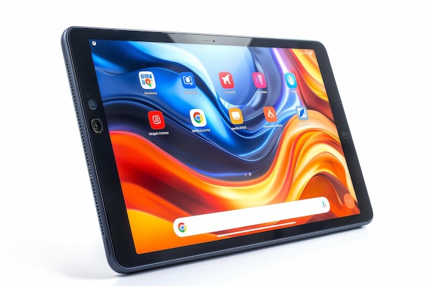Photo tablet a modern tablet device featuring a sleek design with a touchscreen display on png transparent clear background