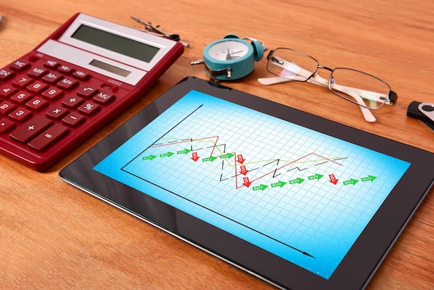 Tablet pc with stock chart