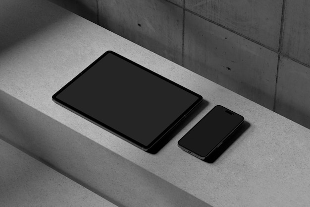 Tablet and Phone 3D render in realistic environment render in 3D