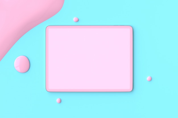 tablet pink on blue 