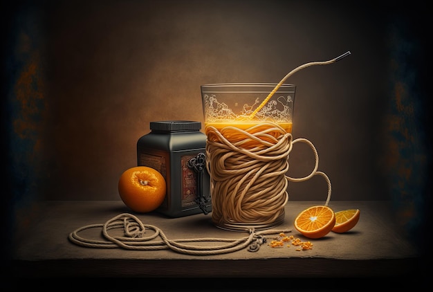 Tablet rope and orange drink ingredients