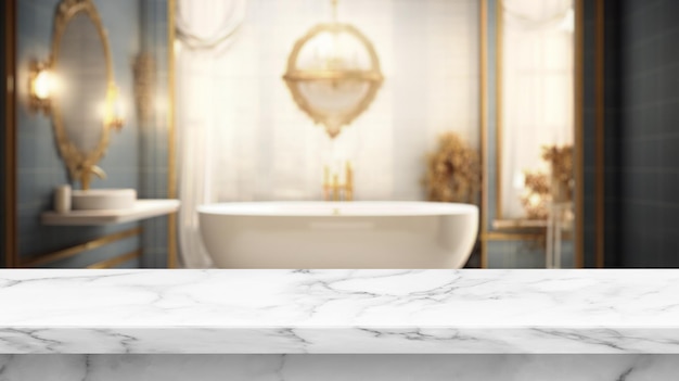 tablet top for product placement on with blurred background of a modern minimal interior