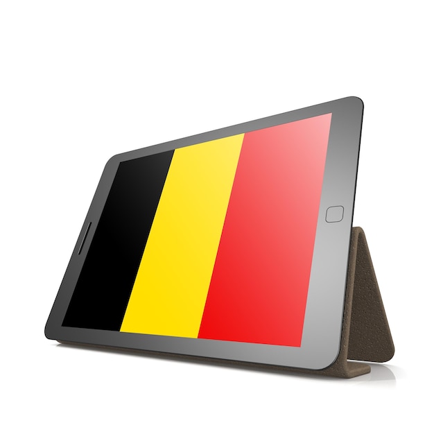 벨기에 국기와 함께 태블릿