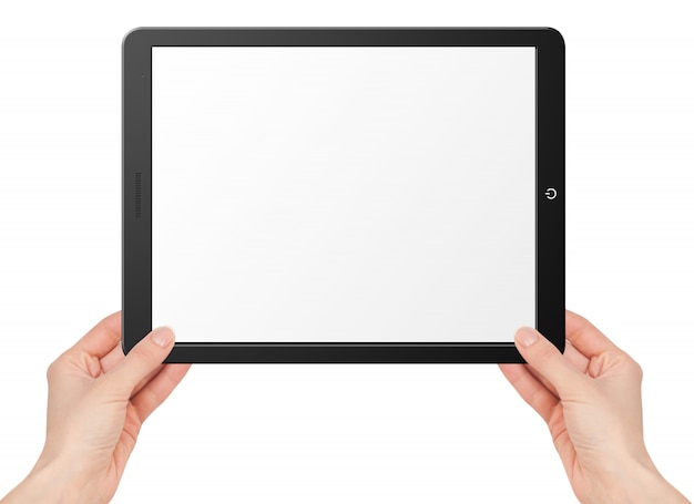 Tablet with blank screen in hands